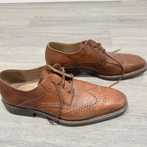 Skecher Collection Italian Men's Brown Leather Wingtip Dress Oxford Shoes